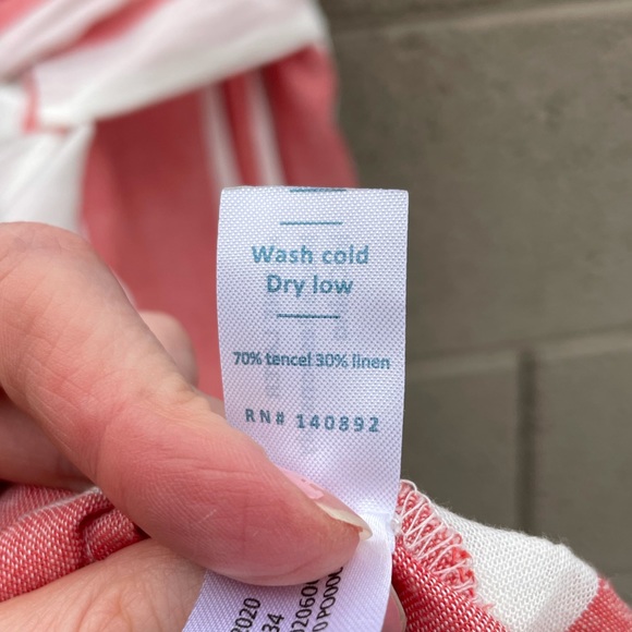 MARINE LAYER NWOT Frances Red & White Striped Linen Wrap Dress - Picture 8 of 10